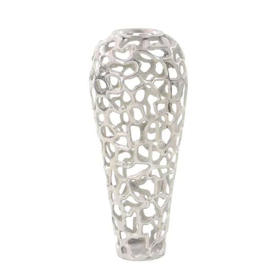 25" Silver Aluminum Contemporary Vase